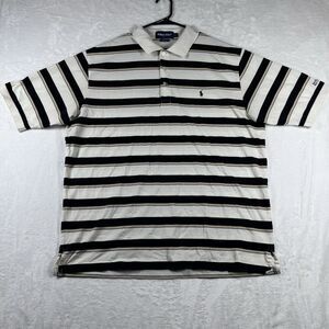 Vintage Golf Polo‎ Ralph Lauren Mens XL White/Black Striped Pony Performance